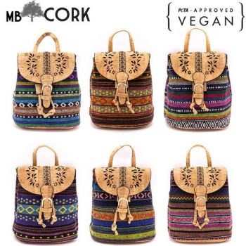 Laser Cut Colourful Fabric Mini Vegan Backpacks For Ladies | MB Cork