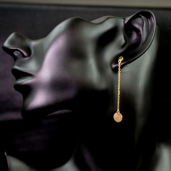 Handcrafted Brass Thin Stud Hanging Earrings - Classic Artisan Made