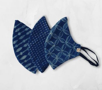 Hand Woven Khadi Cotton INDIGO Masks | Reusable (Set of 3) | Organic