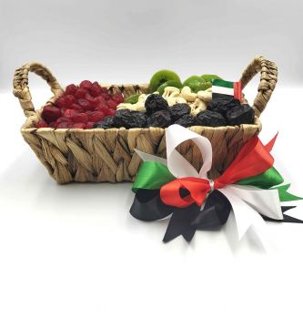 UAE National Day Dry Fruits craft basket - Kiwi, Ajwa dates, Cherry & Cashew