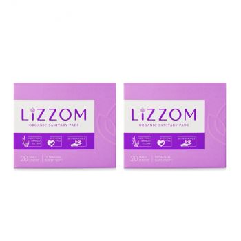 LiZZOM Organic Sanitary Pads - Pack Of 2 Boxes ( 40 daily liners)  Ultra thin Daily liners - Comfortable period days - Dry feel | Plastic free | Antibacterial | Odour & Rash free Pads Daily liner