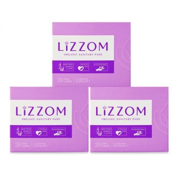 LiZZOM Organic Sanitary Pads - Pack Of 3 Boxes ( 60 daily liners)  Ultra thin Daily liners - Comfortable period days - Dry feel | Plastic free | Antibacterial | Odour & Rash free Pads Daily liner