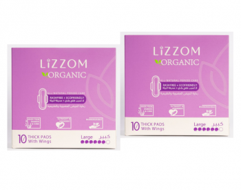LiZZOM Organic Sanitary Pads Pack Of 2 Boxes ( 20 Pads)  Thick Large Size with wings - Comfortable period days - Dry feel | Plastic free | Antibacterial | Odour & Rash free Pads