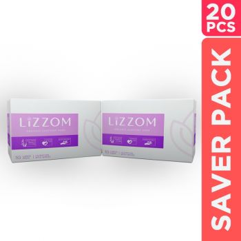 LiZZOM Organic Sanitary Pads - Pack Of 2 Boxes ( 20 Pads)Ultra Thin Large Size with wings - Comfortable period days - Dry feel | Plastic free | Antibacterial | Odour & Rash free Pads