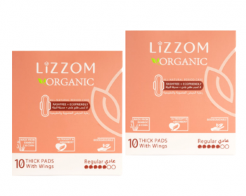 LiZZOM Organic Sanitary Pads -Pack Of 2 Boxes ( 20 Pads)  Thick Regular Size with wings - Comfortable period days - Dry feel | Plastic free | Antibacterial | Odour & Rash free Pads