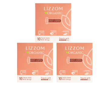 LiZZOM Organic Sanitary Pads -Pack Of 3 Boxes ( 30 Pads)  Thick Regular Size with wings - Comfortable period days - Dry feel | Plastic free | Antibacterial | Odour & Rash free Pads