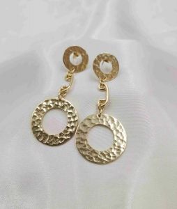 Handcrafted Brass Ring Hanging Earrings 
