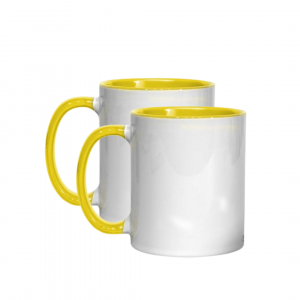 Customized Pair Mug color inside mug with color handle Yellow