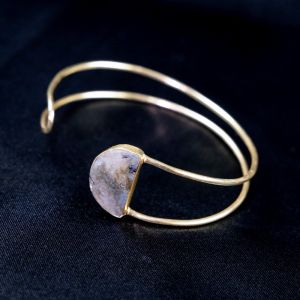 Handcrafted Brass Bracelet - Labradorite Stone & Brass