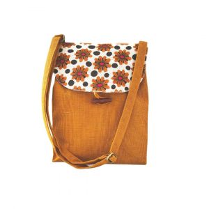 Hand Stitched Jute Yellow Floral Shoulder Bag For Women | Eco Friendly